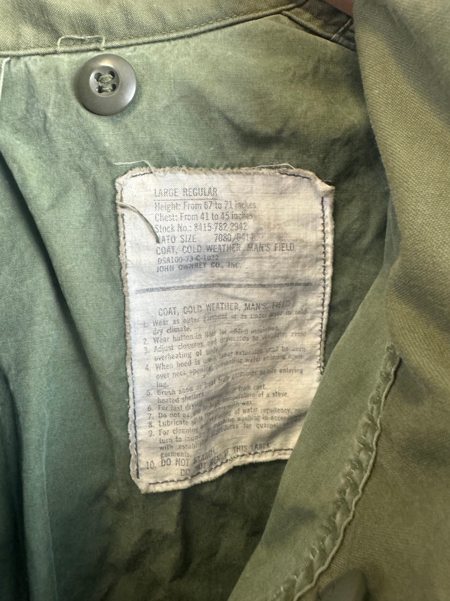 1970s’ M1965s Military Jacket (Xl)